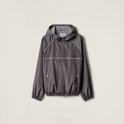 MIU 테크니컬 실크 블루종 자켓