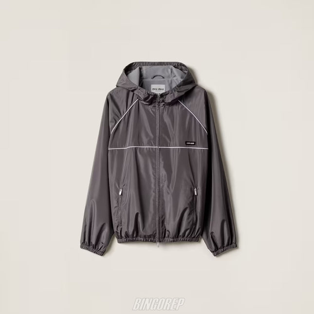 MIU 테크니컬 실크 블루종 자켓
