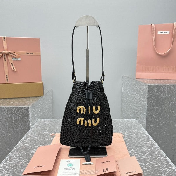 MIU 크로셰 드로스트링 토트백