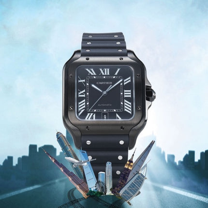 CARTIER 산토스 블랙 러버밴드