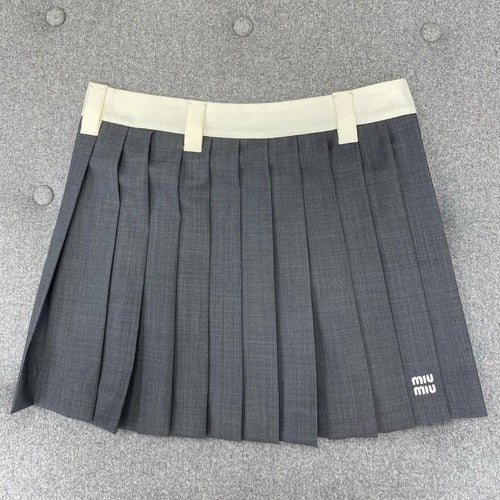 (W) MIU 그레이 플리츠 미니 스커트
