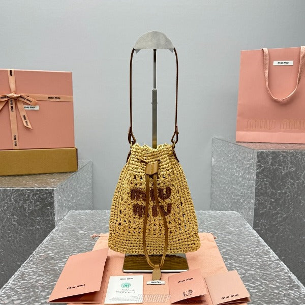 MIU 크로셰 드로스트링 토트백