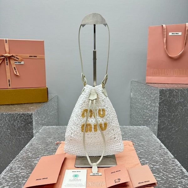 MIU 크로셰 드로스트링 토트백