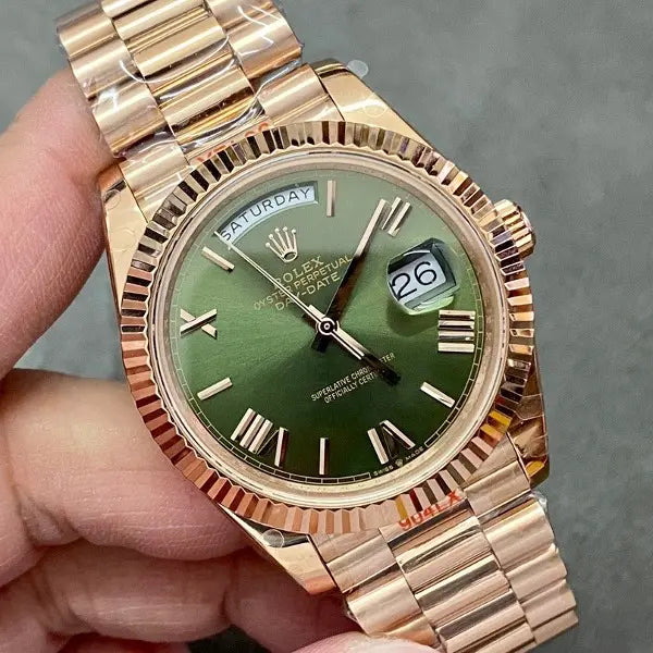 ROL 데이데이트 로즈골드 올리브그린 40mm